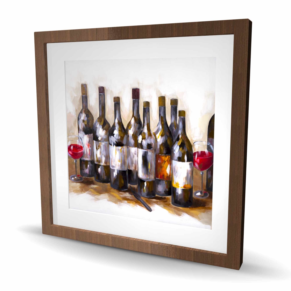 C1FM2424H14BYU 24 x 24 in. Red Wine Still Life Kitchen Framed Matted Print Wall Art - Home Decor