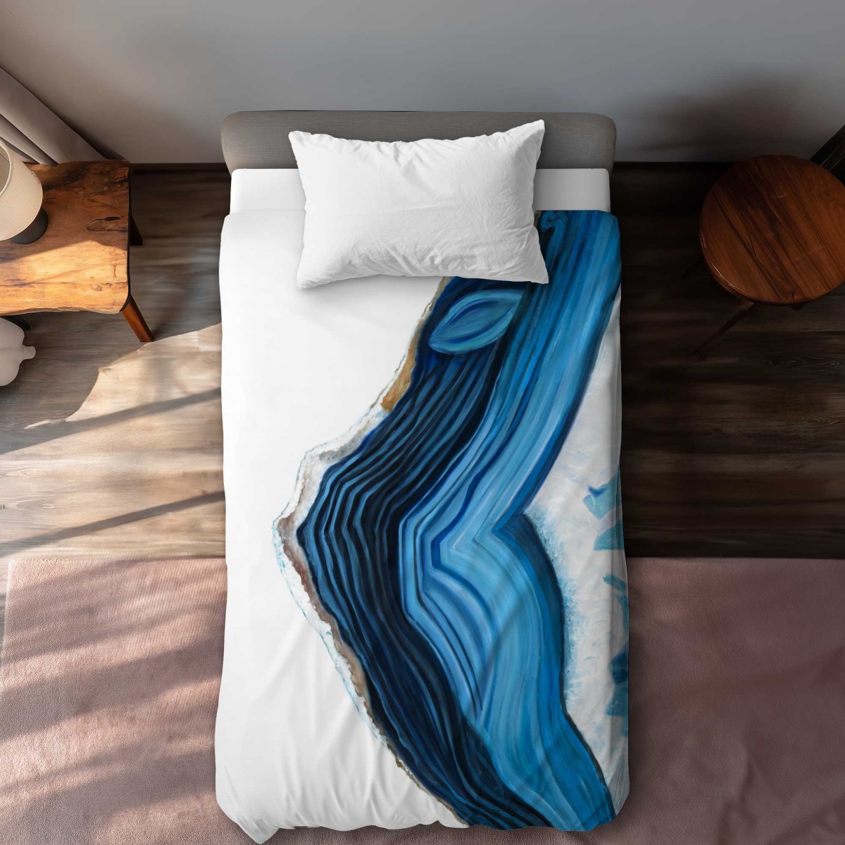 C1DCTXLWVD0FX4 Blue Geode Profile Twin Size Extra Long Duvet Cover - Classic Home Decor Bedding