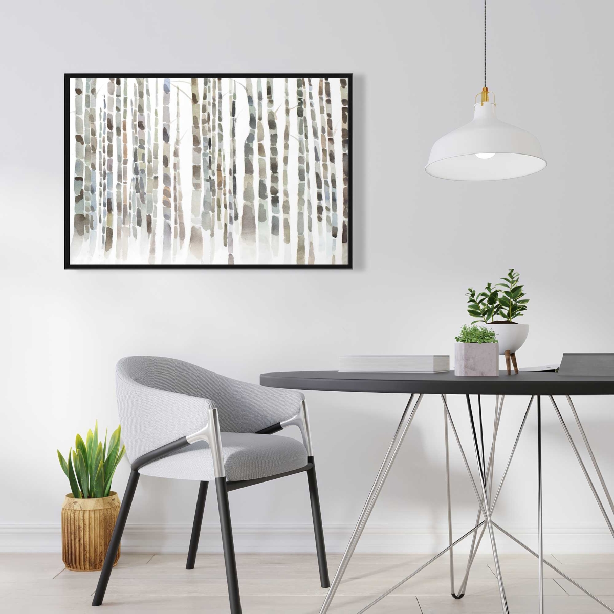 C1FC24361TJ7Q3 24 x 36 in. Birch Trees Forest - Gray Framed Canvas for Home Decor