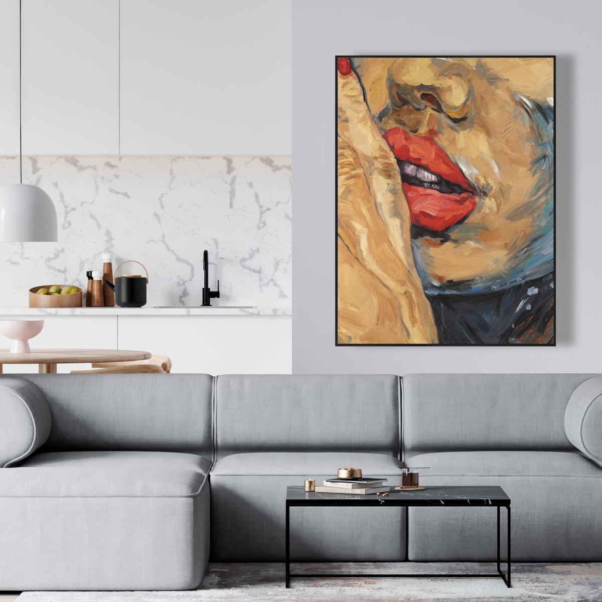 C1FC3648URXZPY 36 x 48 in. Shushing Lips Closeup - Office Beauty Framed Canvas Art