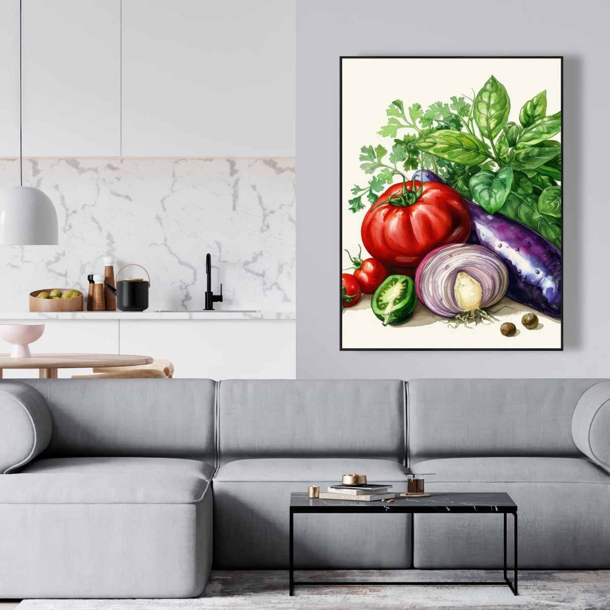 C1FC3648V216Q2 36 x 48 in. Piled Up - White Framed Canvas Art for Home Decor