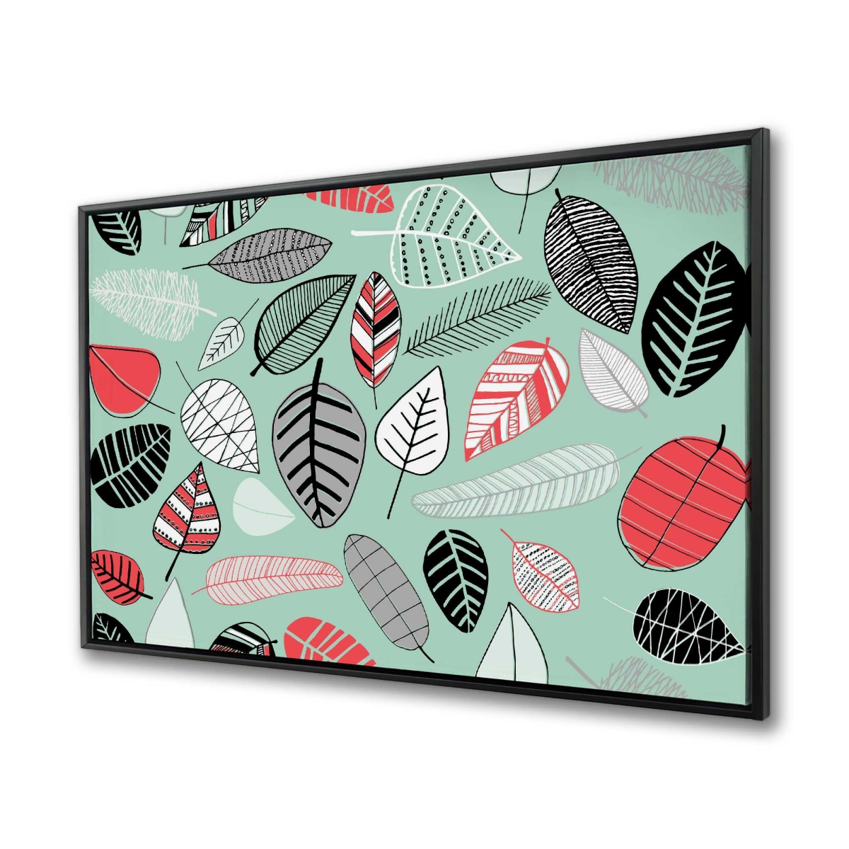 C1FC364832G7RP 36 x 48 in. Turquoise Leaf Patterns - Framed Canvas for Kids Bedroom