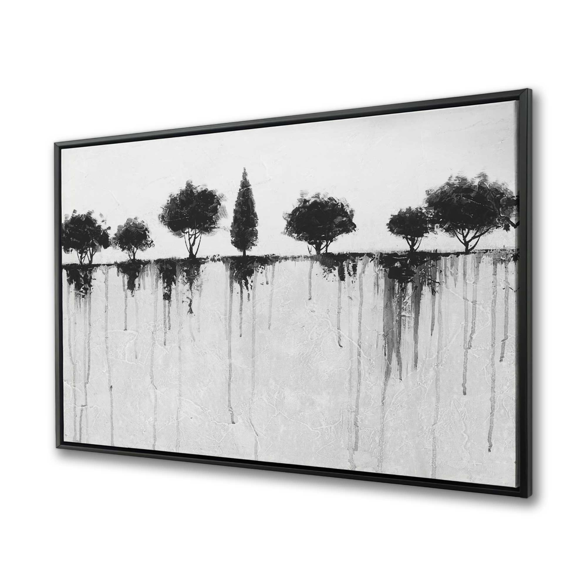 C1FC3648357LNJ 36 x 48 in. Abstract Black Trees - Framed Canvas for Office Decor
