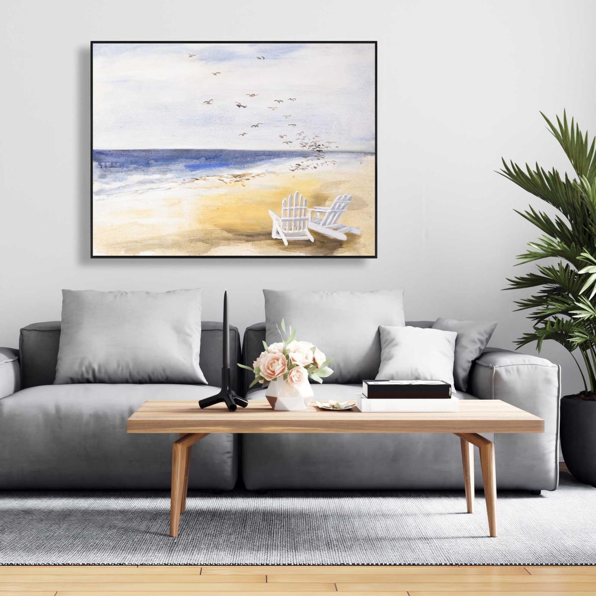 C1FC3648PK8ZNY 36 x 48 in. Day at the Beach - Blue Bedroom Framed Canvas - Home Decor