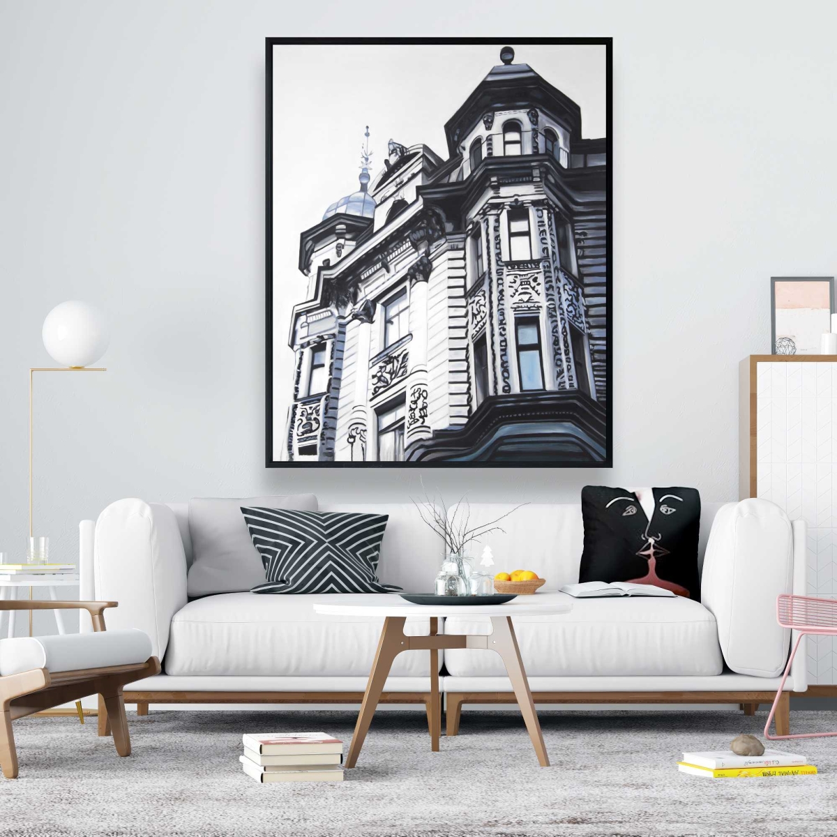 C1FC4860FHPK3Z 48 x 60 in. Historic Apartment - Hyperrealist White Framed Canvas Decor