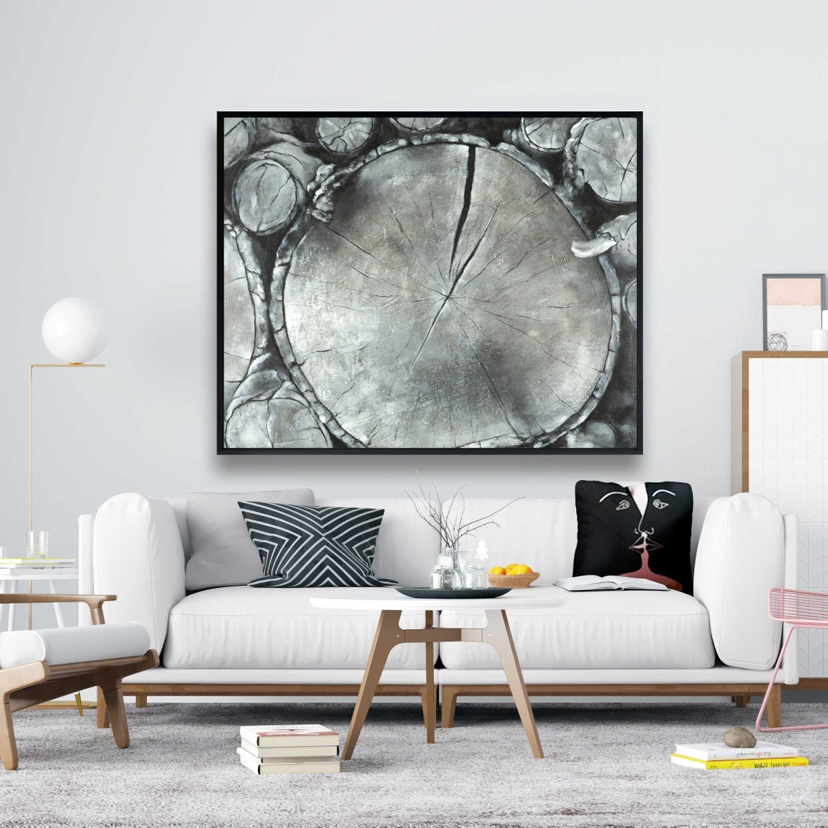 C1FC4860FV32LM 48 x 60 in. Stacked Wood Logs - Trees Still Life Framed Canvas Decor