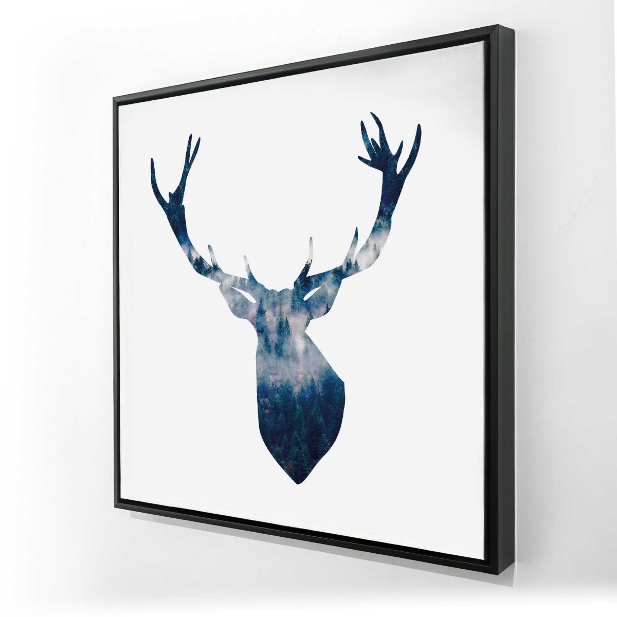 C1FC36363AM9B4 36 x 36 in. Deer Head Landscape - Framed Canvas Wall Art for Home Decor