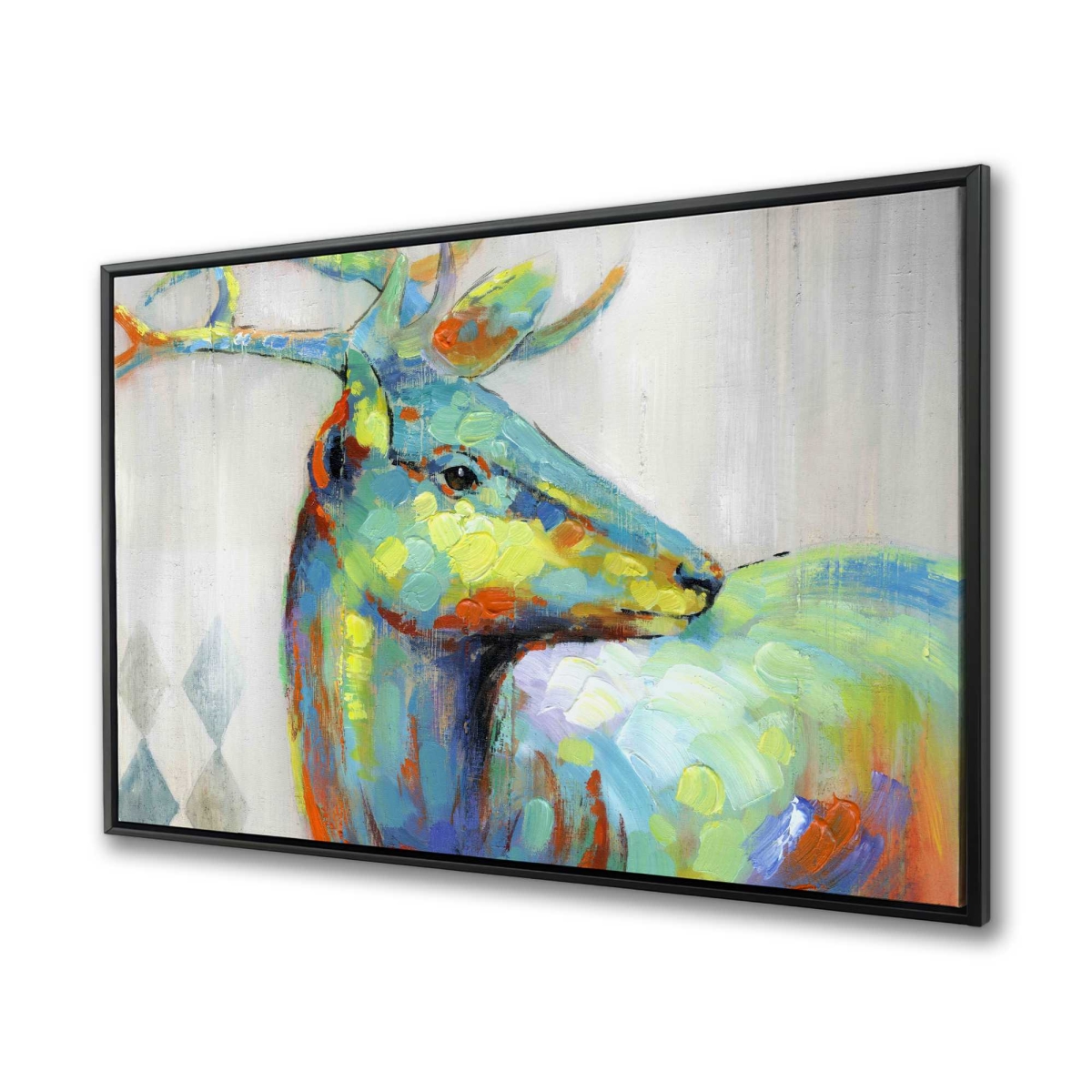 C1FC3648CCGRP6 36 x 48 in. Abstract Color Spotted Deer - Turquoise Framed Canvas Art