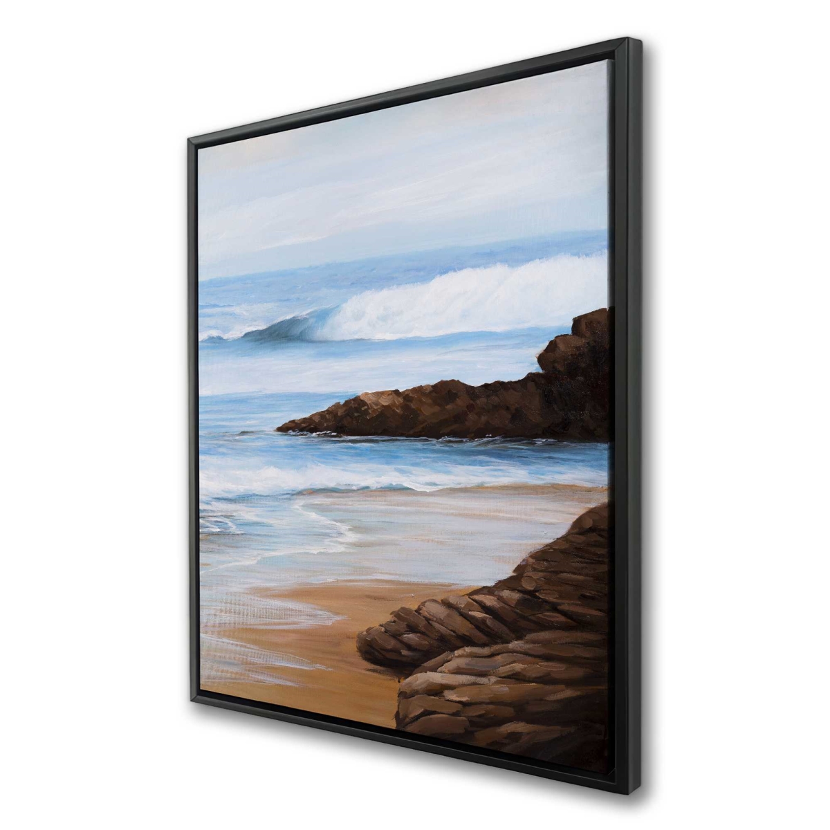 C1FC3648E24OKU 36 x 48 in. Rocks & Seaside - Waves Marine Framed Canvas