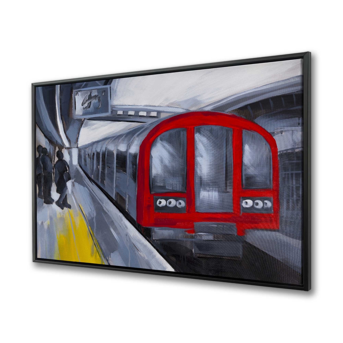 C1FC3648IT8YQ2 36 x 48 in. People Waiting Metro - Blue Transportation Framed Canvas Art