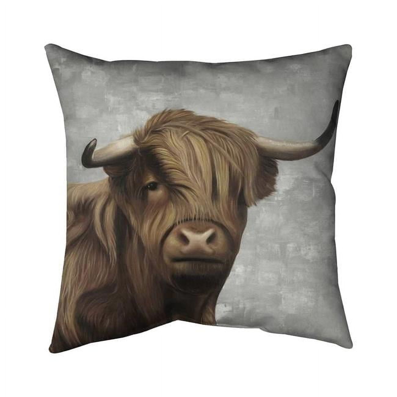 26 x 26 in. Desaturated Highland Cattle-Double Sided Print Indoor Pillow