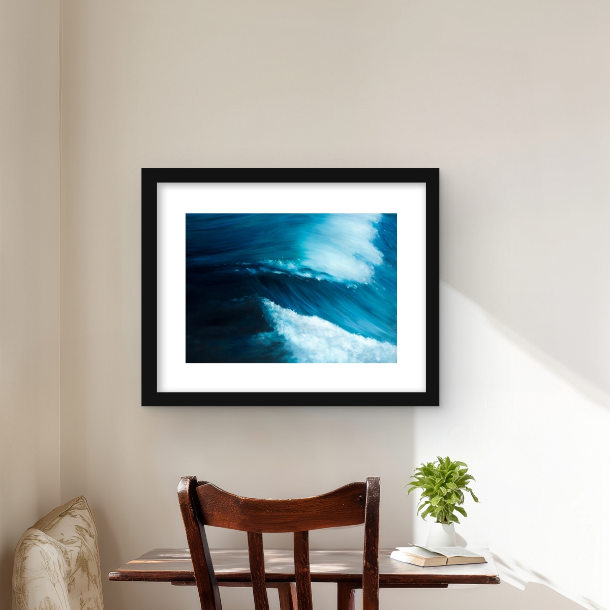 C1FM16206YUW28 16 x 20 in. Unleashed Sea - Blue Waves Framed Matted Print Wall Art - Home Decor