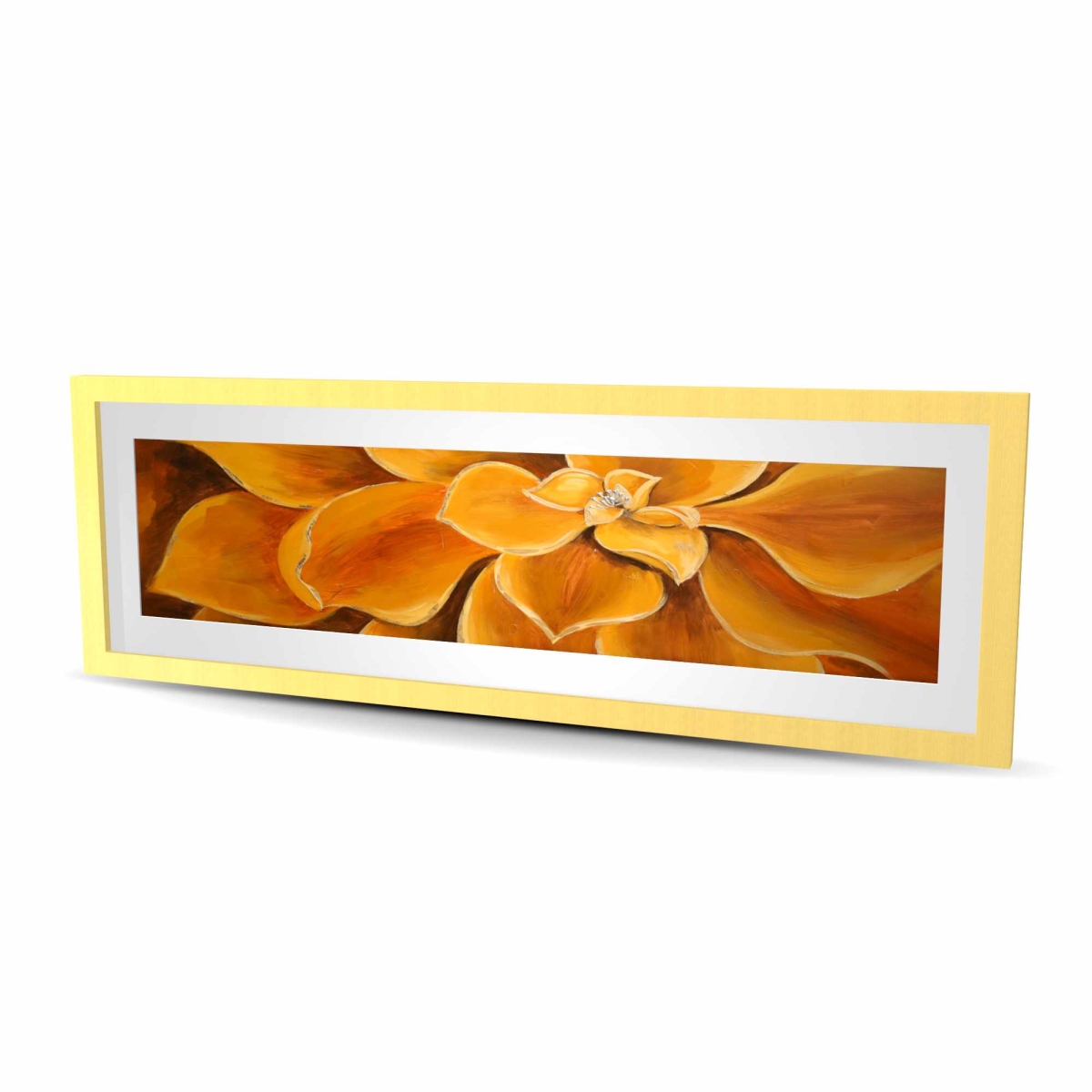 C1FM1648EFDSS4 16 x 48 in. Orange Flower Closeup Wall Art - Floral Matted Print for Home Decor