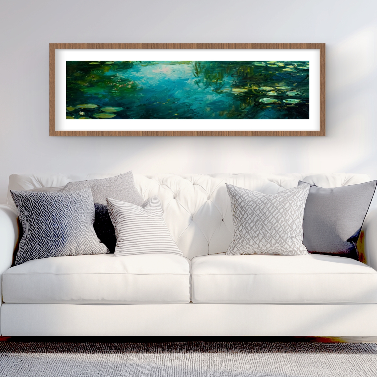 C1FM1648FAR4GR 16 x 48 in. Static - Turquoise Framed Matted Print Wall Art for Home Decor
