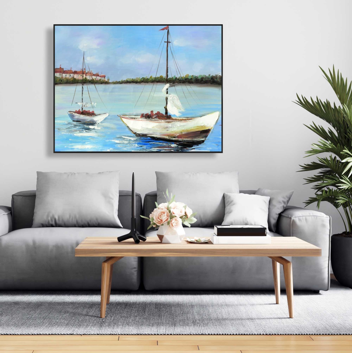 C1FC3648BU7QP0 36 x 48 in. Two Boats Sailing on the Water - Marine Canvas Bedroom Decor