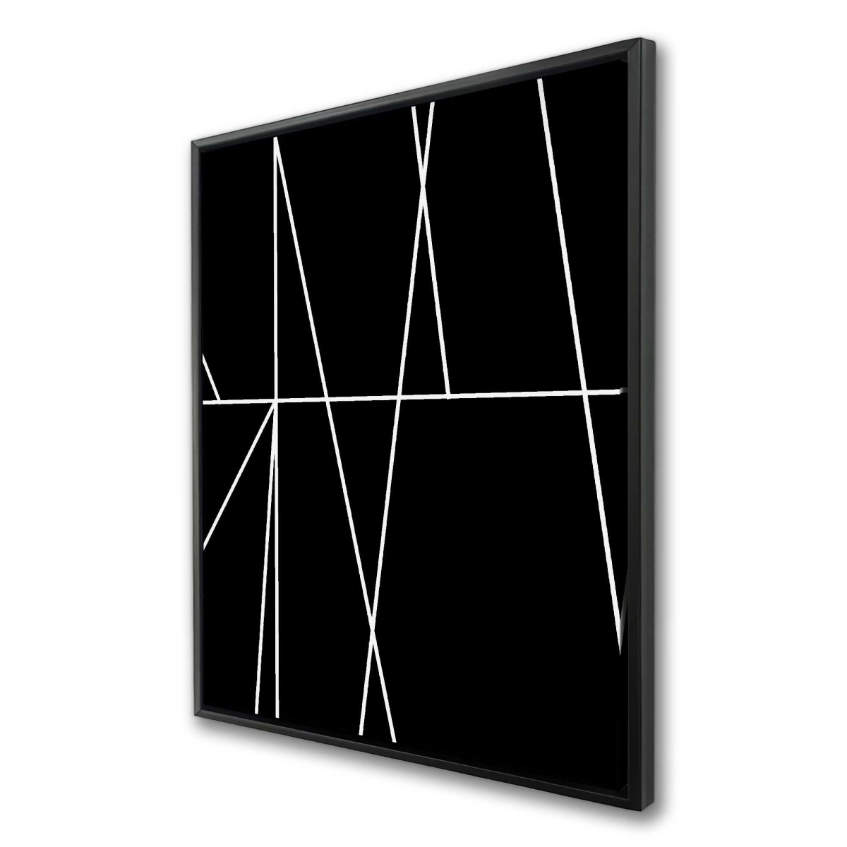 C1FC3648FOZ2W4 36 x 48 in. White Stripes on Black Background - Shapes Office Framed Canvas