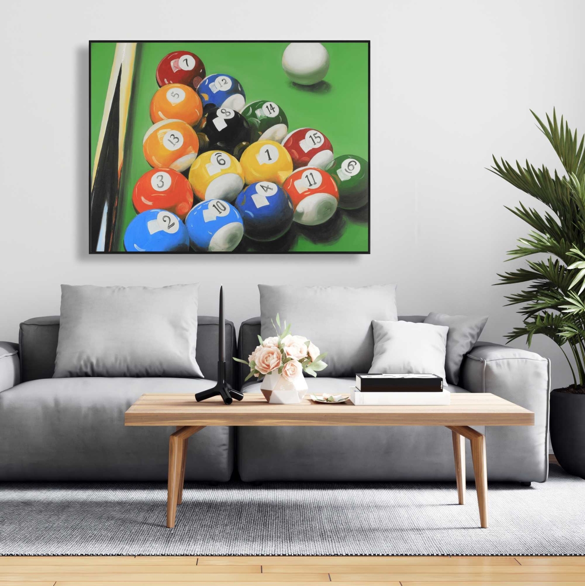 C1FC3648K5Z75O 36 x 48 in. Pool Table with Ball Formation - Hyperrealist Canvas Art