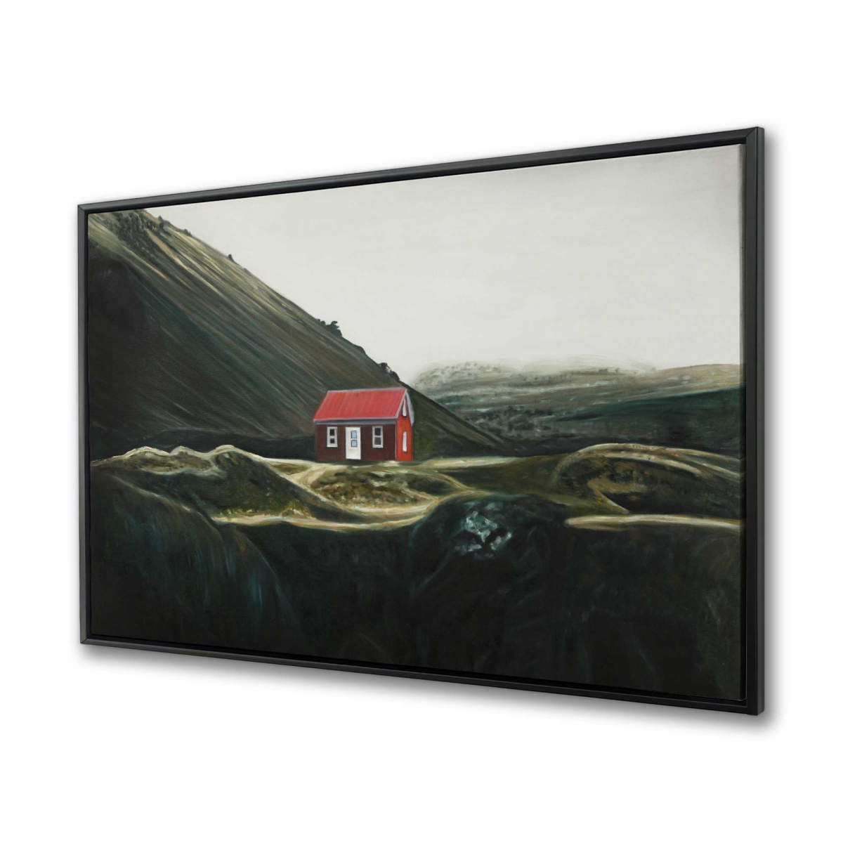 C1FC3648KP6BGC 36 x 48 in. Isolated Shack - Red Hyperrealist Framed Canvas Art - Decor