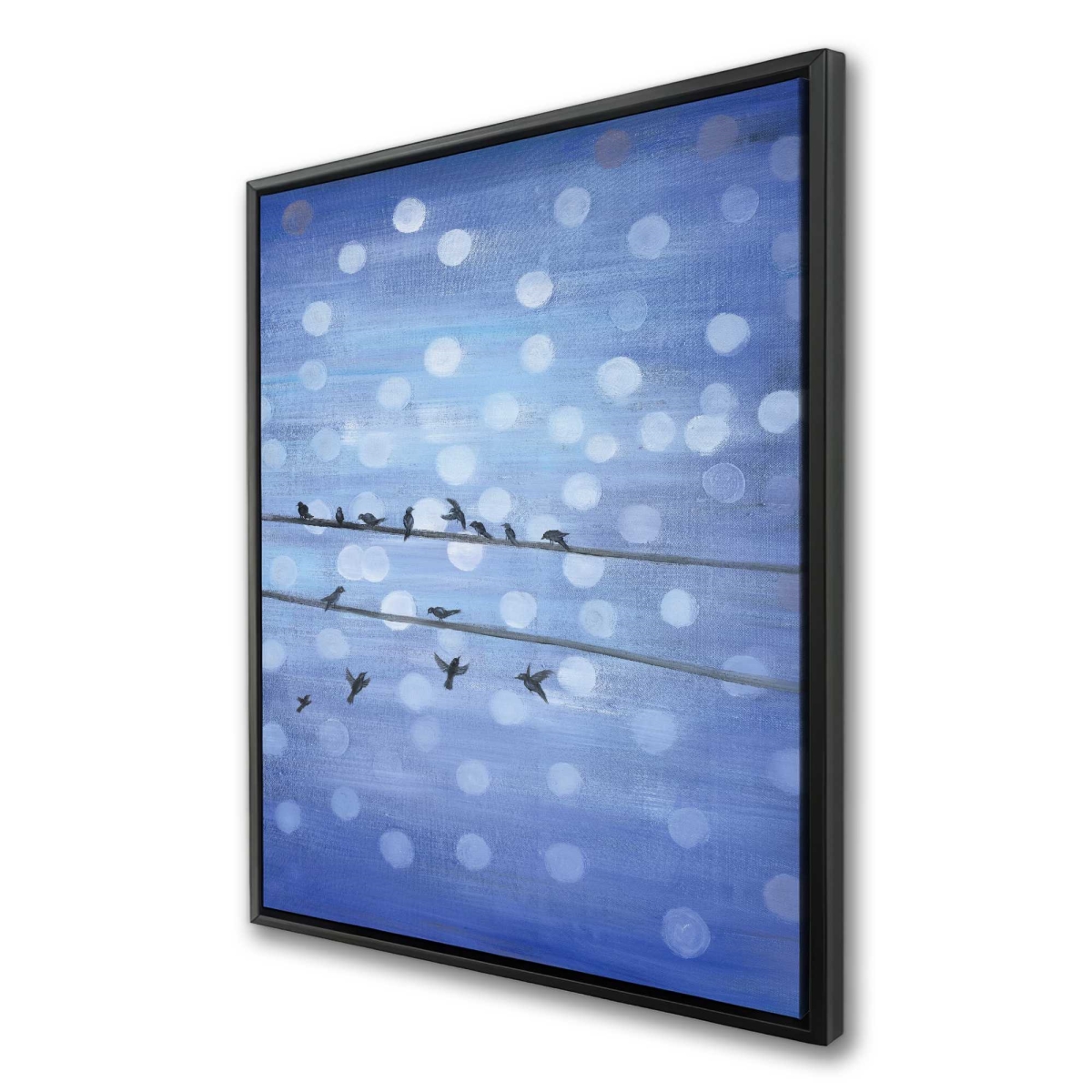 C1FC3648LVAT50 36 x 48 in. Birds on Glittering Blue Sky - Blue Animals Framed Canvas