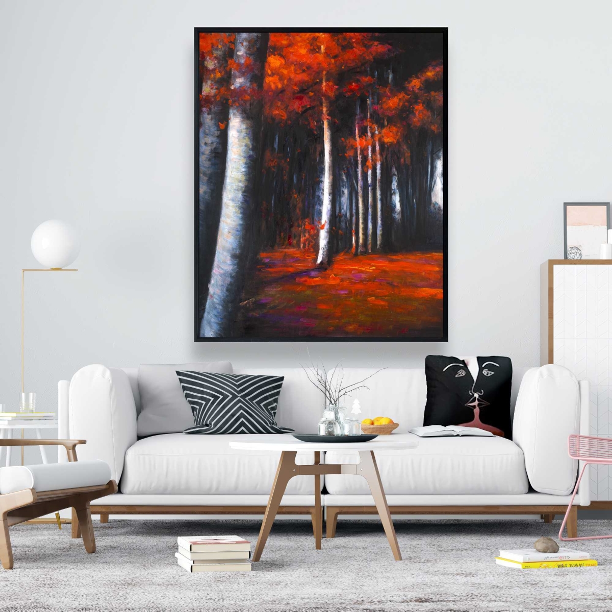 C1FC48605MKQGO 48 x 60 in. Mysterious Forest - Red Framed Canvas - Home Decor Art