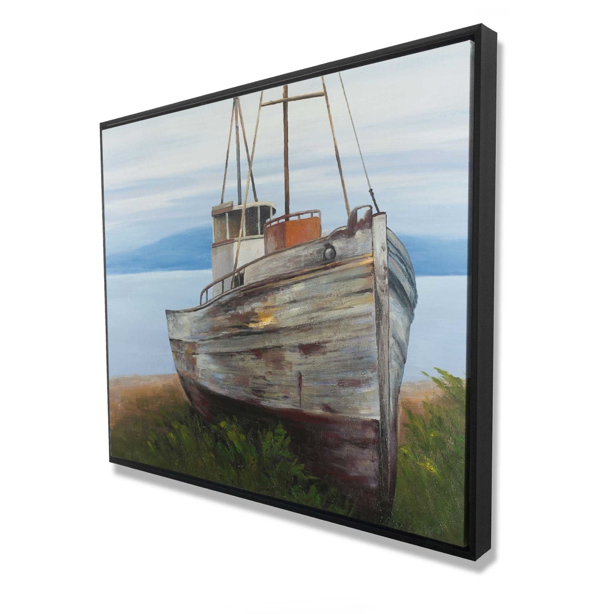 C1FC4860B3PIRH 48 x 60 in. Old Abandoned Boat - Blue Office Framed Canvas