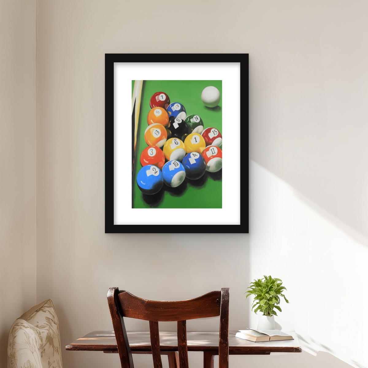 C1FM1620TP3U49 16 x 20 in. Pool Table with Ball Formation Wall Art - Man Cave Decor Print