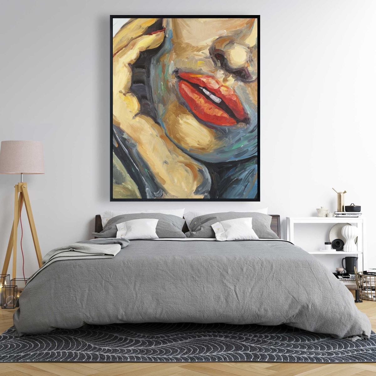 C1FC4860TY0FP6 48 x 60 in. Irresistible Lips Closeup - Figurative Bedroom Canvas Art