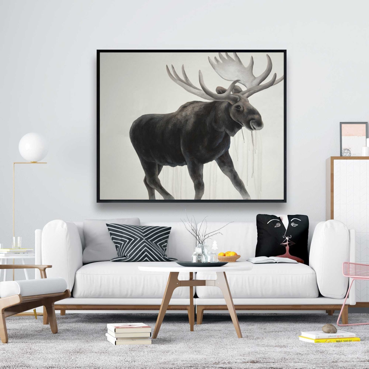 C1FC4860UABMS9 48 x 60 in. Walking Moose - Wildlife Holidays Framed Canvas Decor