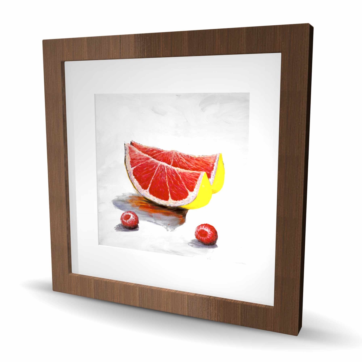 C1FM16167AB7GV 16 x 16 in. Grapefruit Slices Wall Art - Coral Kitchen Framed Matted Print Decor