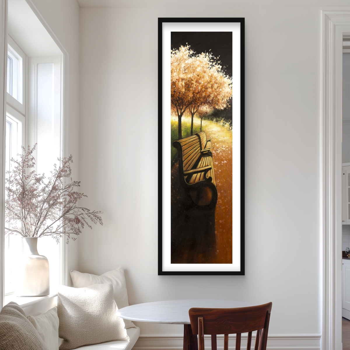C1FM20605EFTNV 20 x 60 in. Park Bench On A Fall Day Wall Art - Contemporary Seasons Print Decor