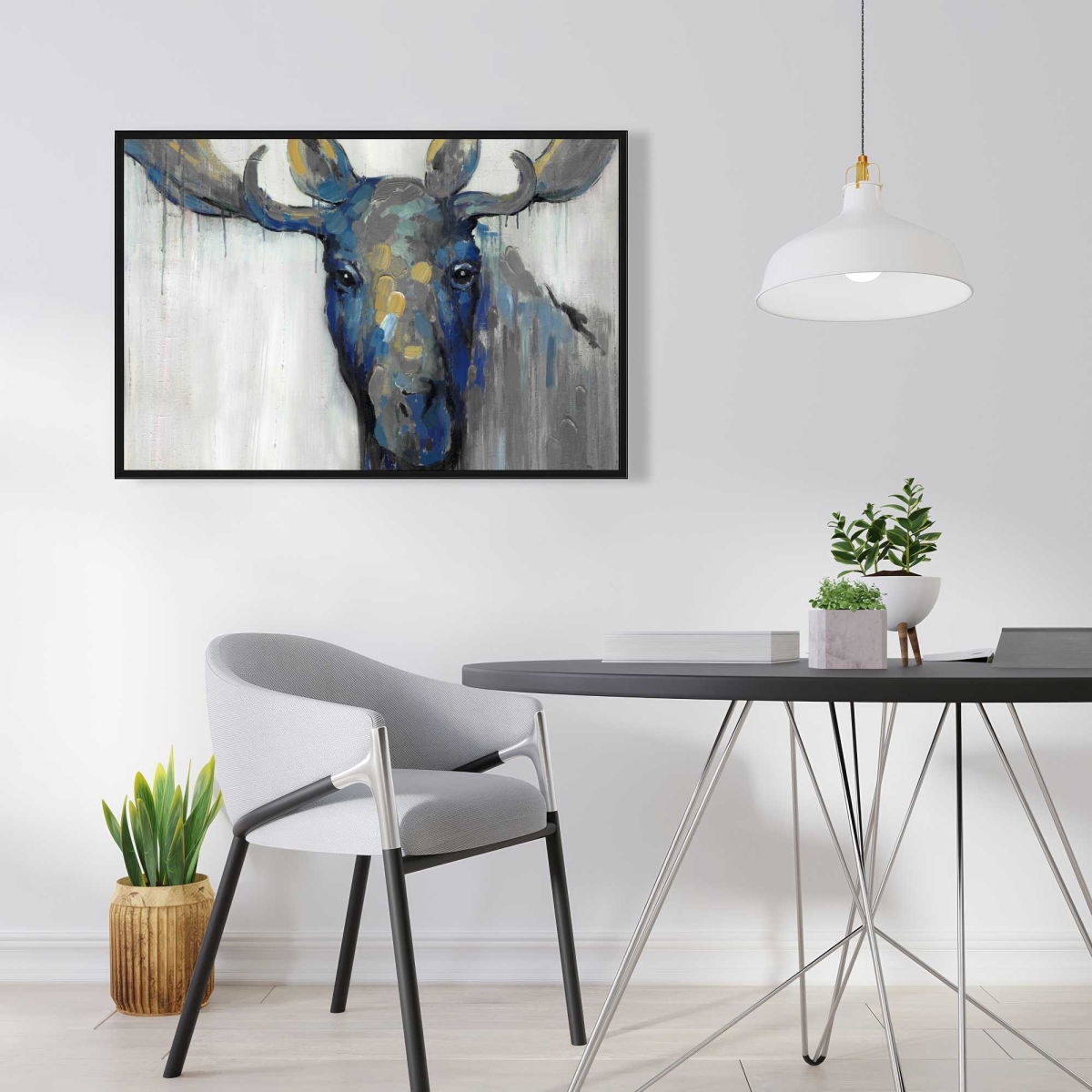 C1FC2436GTJG2E 24 x 36 in. Blue Moose - Classic Blue Man Cave Framed Canvas Decor