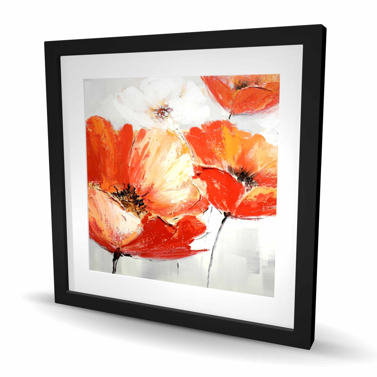 C1FM24245J4QCQ 24 x 24 in. Red Wild Flowers in the Wind - Orange Framed Matted Print Wall Art