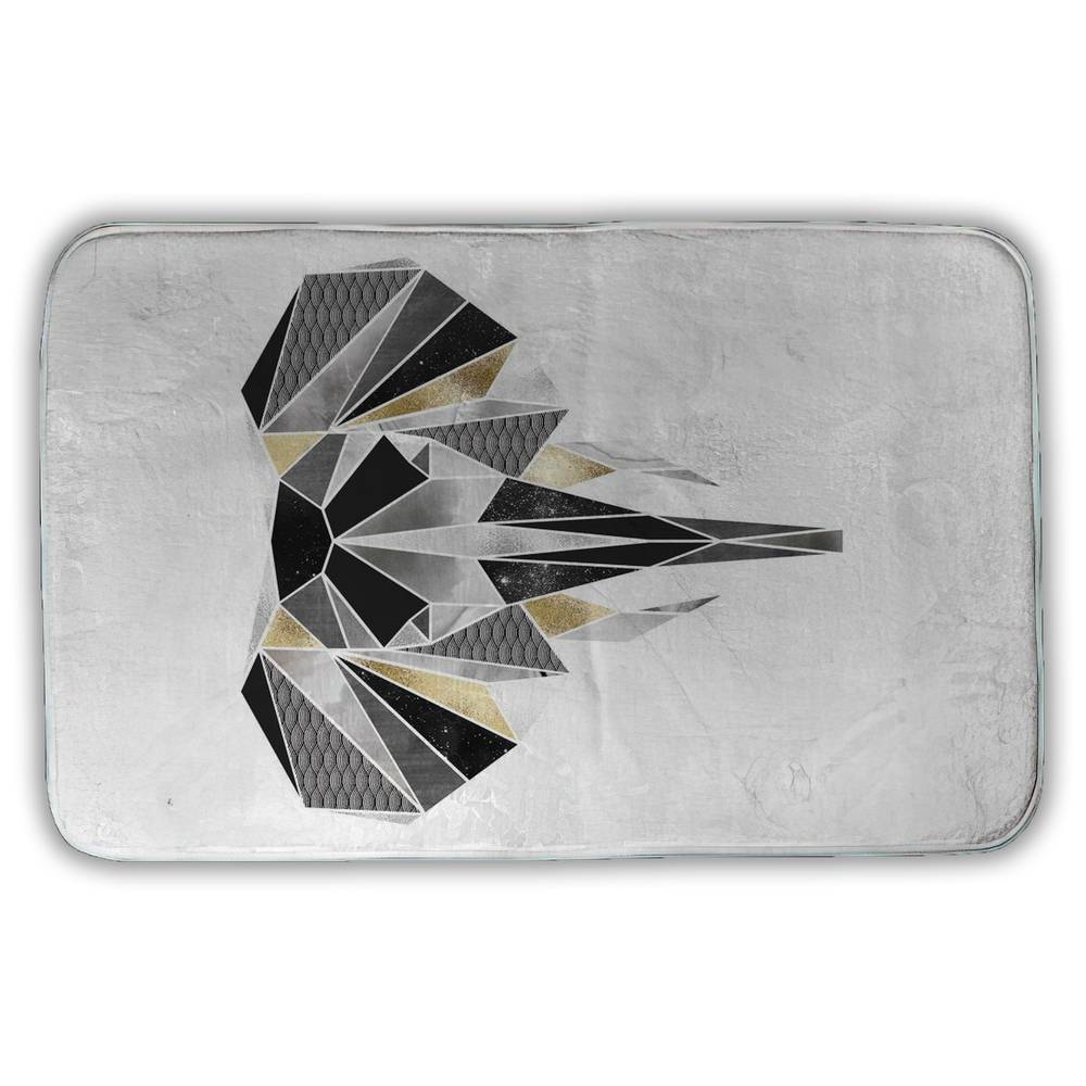 5930-3421-AN476 21 x 34 in. Geometric Elephant Silver Bath Mat - Stylish Home Decor