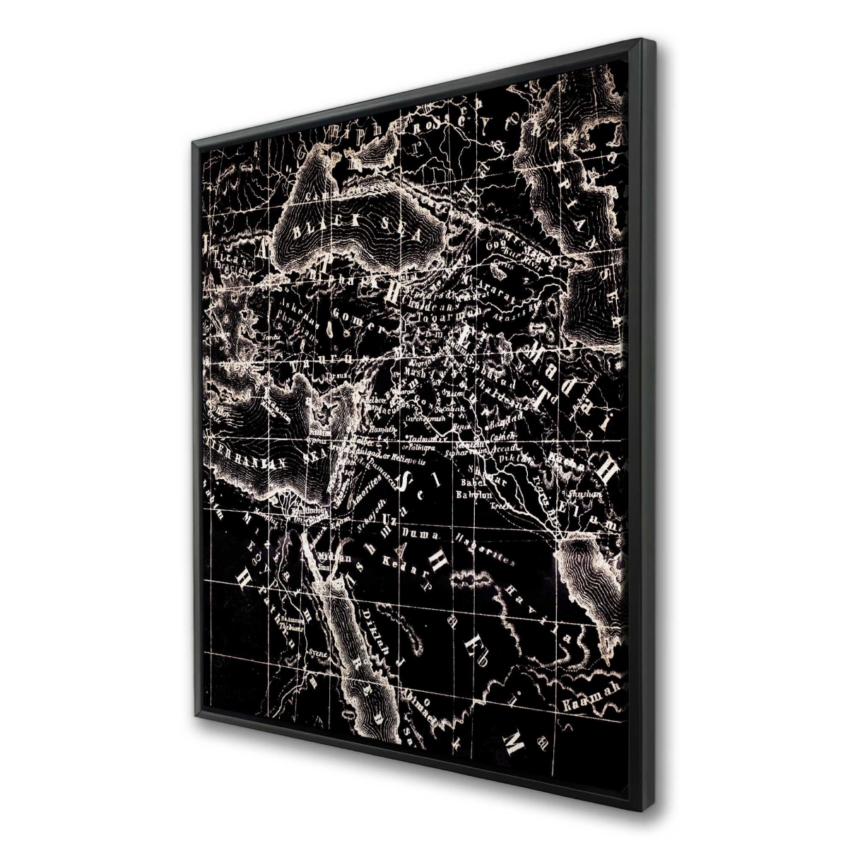 C1FC3648A5Q34V 36 x 48 in. Old Maritime Maps - Satellite View Cities Framed Canvas