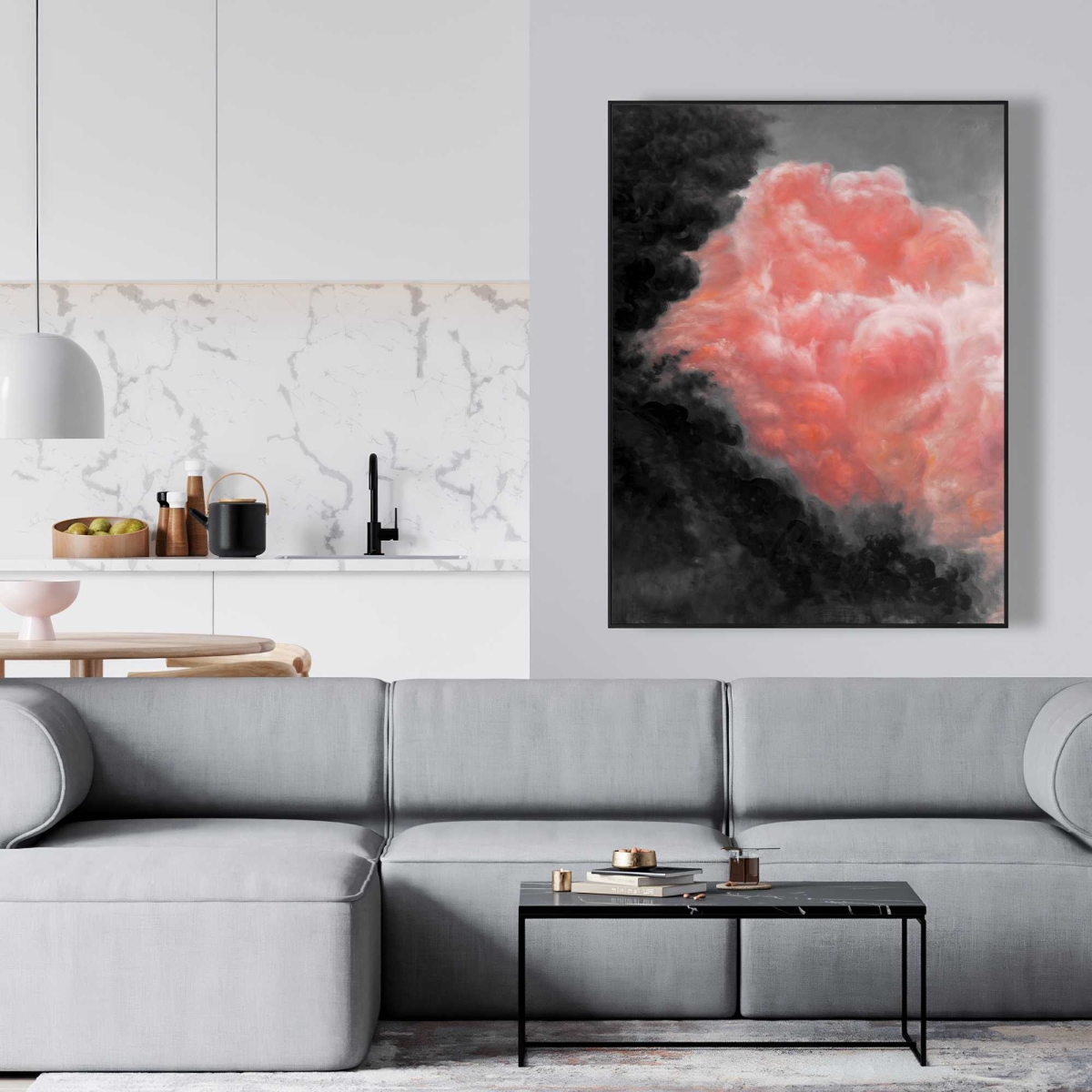C1FC3648XNPAA1 36 x 48 in. Dark Clouds - Modern Framed Canvas for Living Room Decor