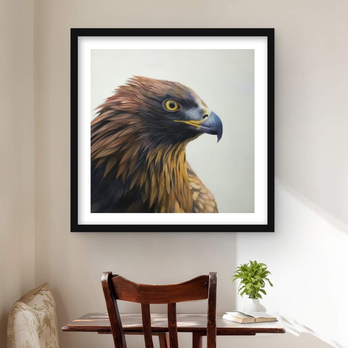 C1FM2424EOGET2 24 x 24 in. Brown-Headed Eagle - Best Sellers Beige Framed Matted Print Wall Art