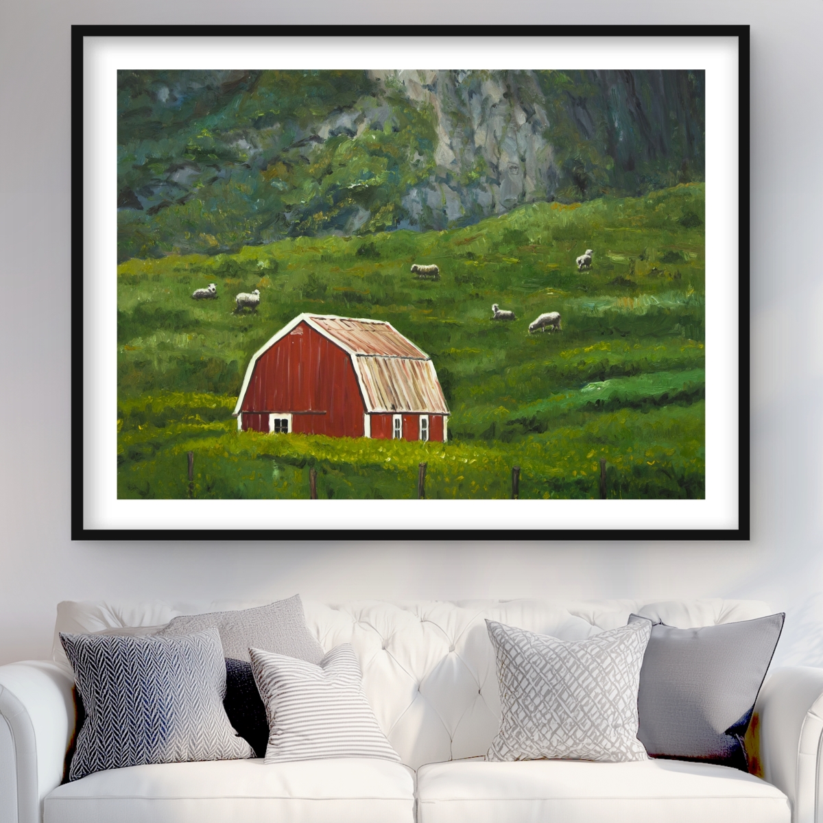 C1FM3648EKIW82 36 x 48 in. Life in the Countryside - Framed Matted Print Wall Art - Home Decor
