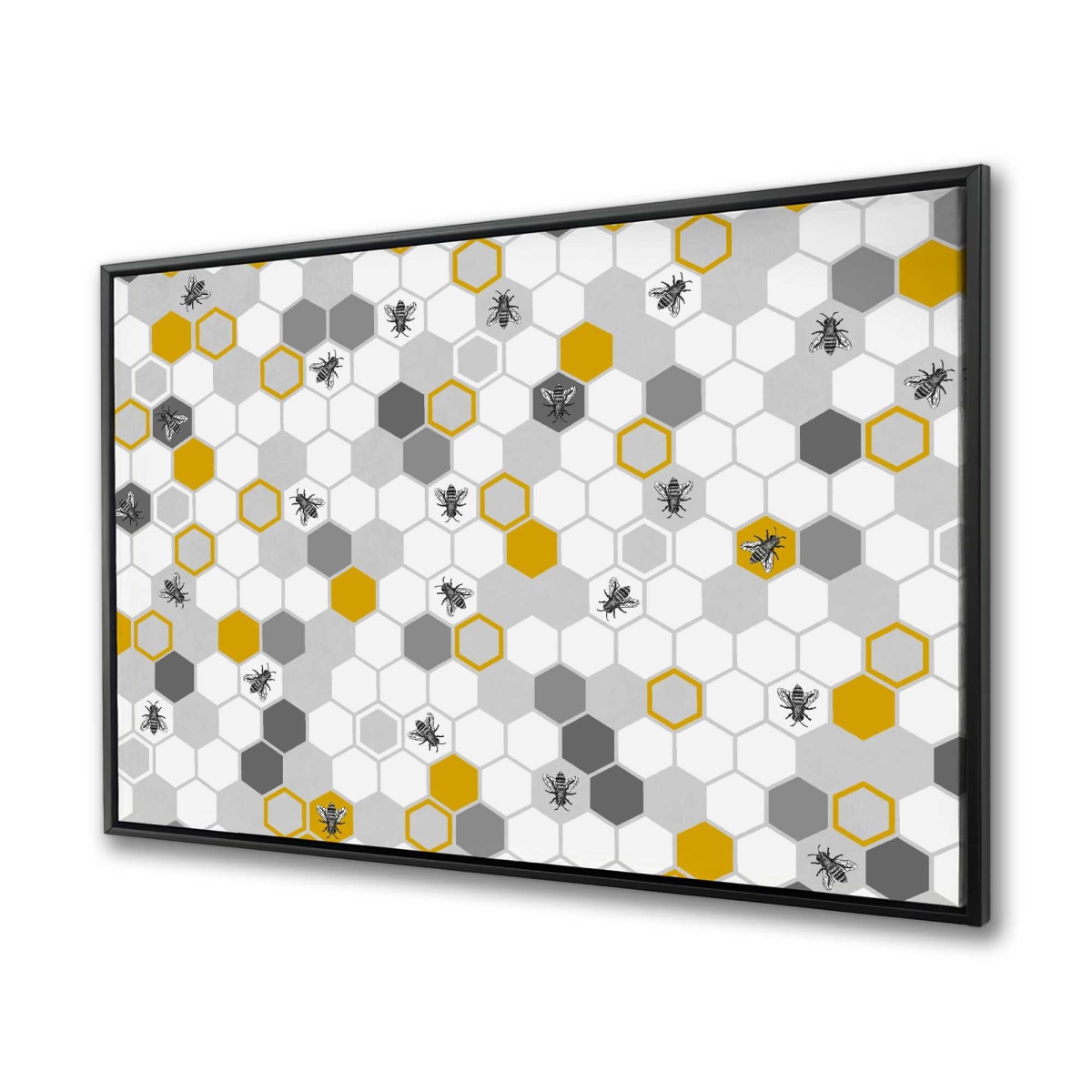 C1FC36482CSKH2 36 x 48 in. Beehive Pattern Gray Framed Canvas - Living Room Decor