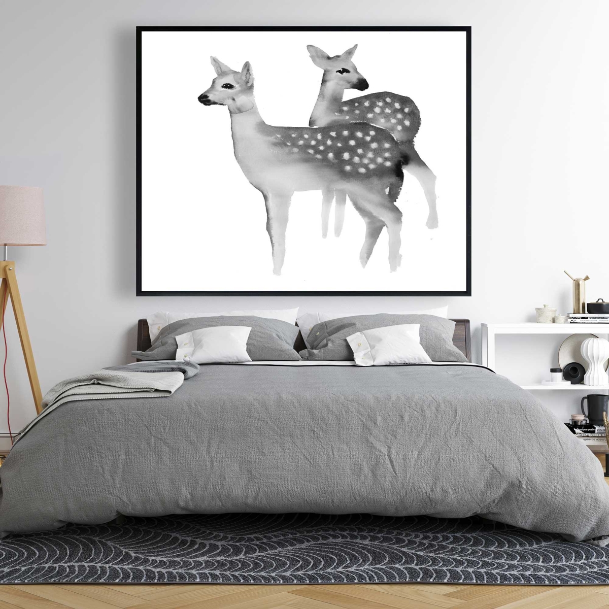 C1FC4860CUXTWK 48 x 60 in. Faon Black & White - White Rustic Framed Canvas Decor