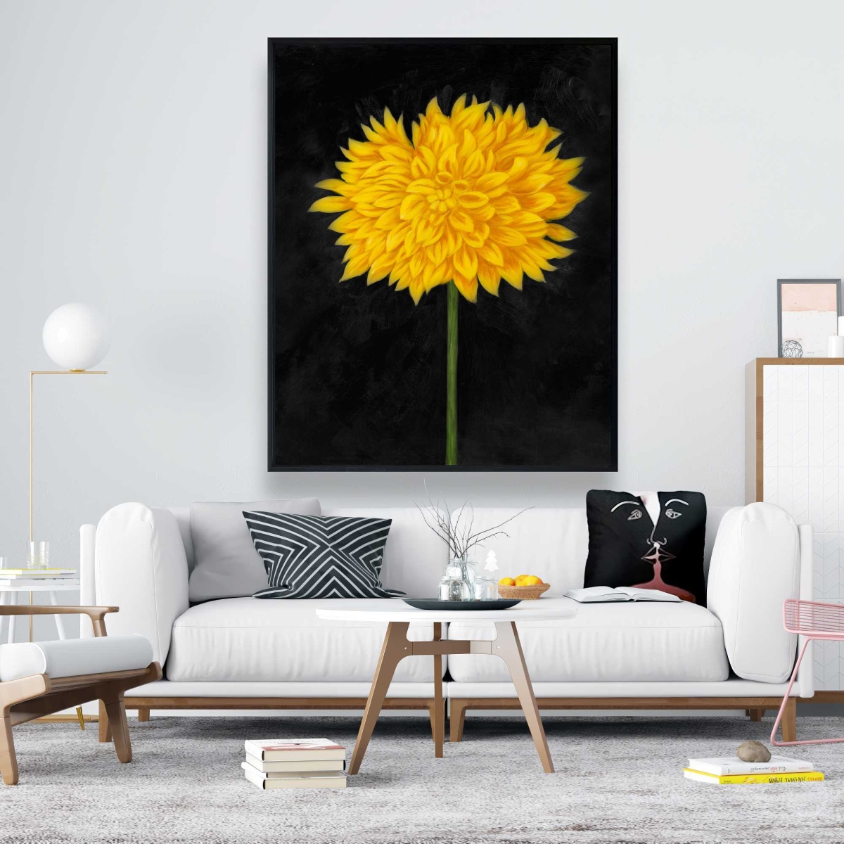 C1FC4860FIE2NM 48 x 60 in. Yellow Chrysanthemum - Rustic Framed Canvas for Home Decor