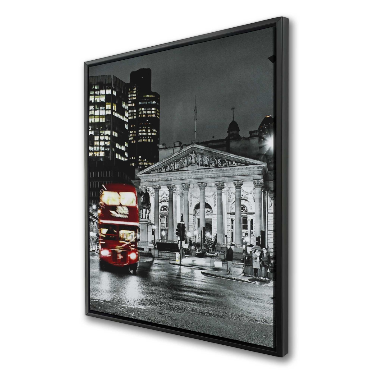 C1FC3648LKWYMN 36 x 48 in. Grayscale Pantheon with Red Bus - Hyperrealist Canvas Decor