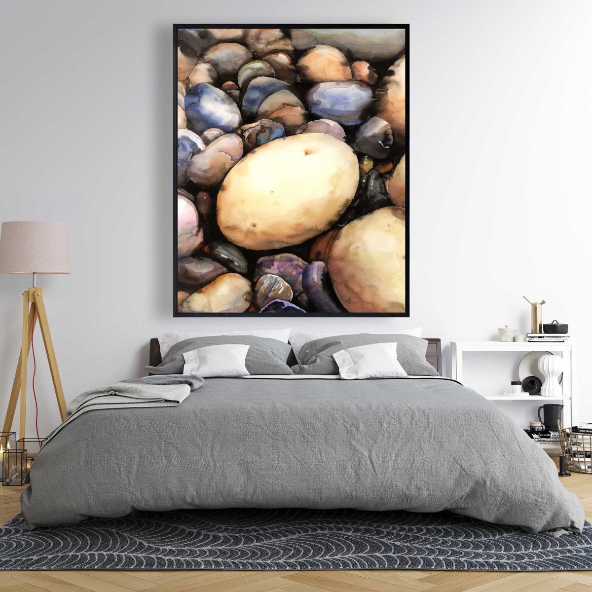 C1FC4860JR0GLU 48 x 60 in. Beach Pebbles - Kitchen Hygge Framed Canvas Home Decor