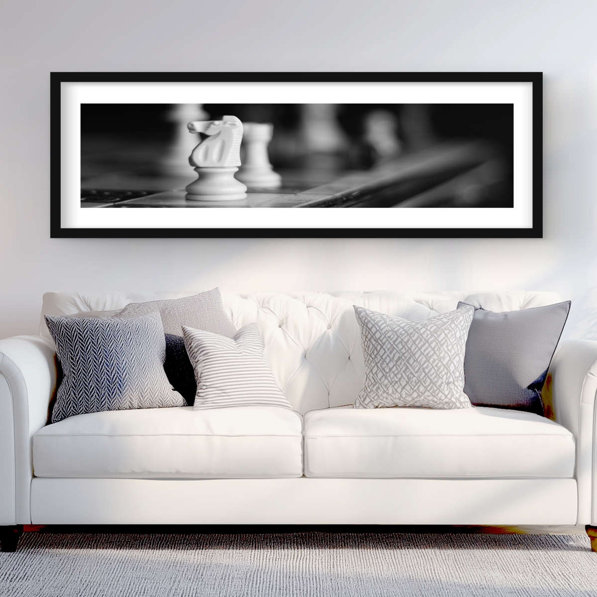 C1FM20608VIUNY 20 x 60 in. Monochrome Chess Games - Still Life Man Cave Framed Print Wall Art