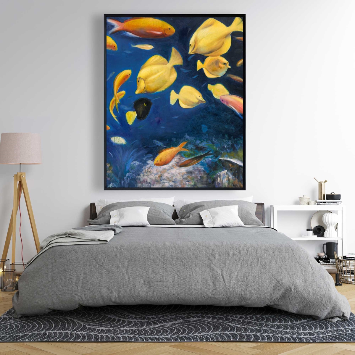 C1FC4860Q56EJC 48 x 60 in. Fish Under The Sea - Framed Canvas for Sea Livingroom Decor
