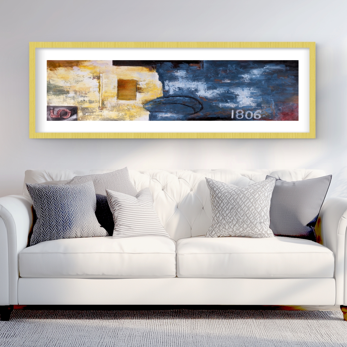 C1FM2060AKPLIY 20 x 60 in. Abstract Art with Numbers - Pattern Industrial Framed Print Wall Art