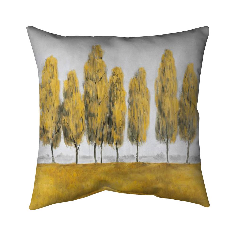 5543-2626-LA80 26 x 26 in. Abstract Yellow Trees - Contemporary Poly Twill Throw