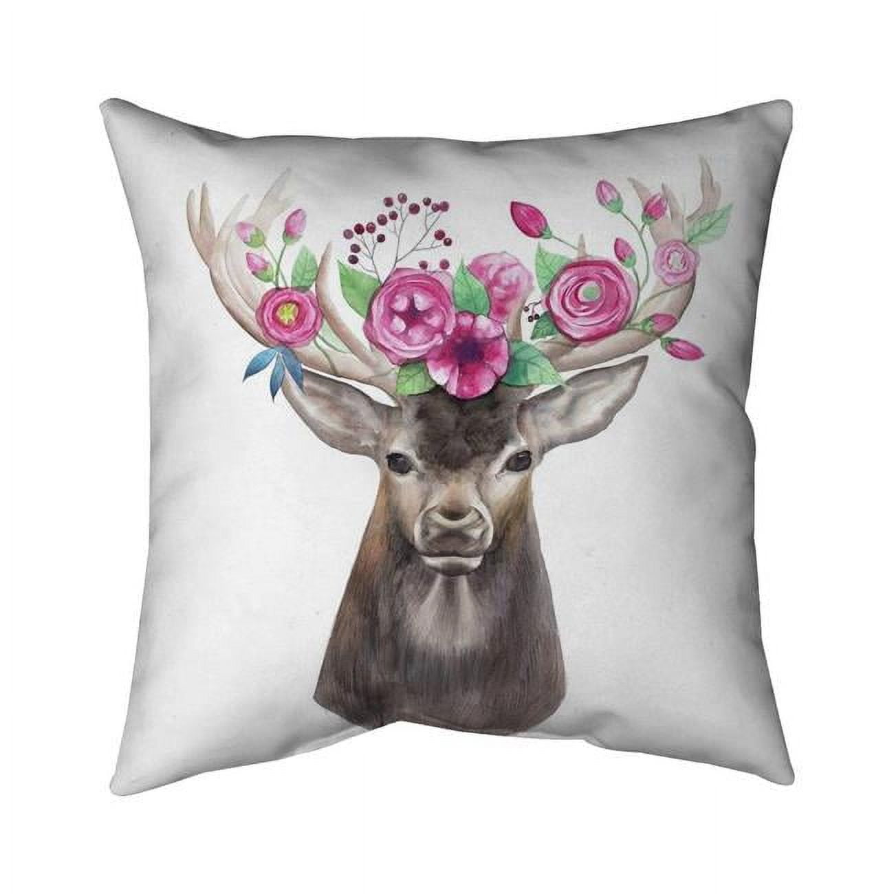 26 x 26 in. Deer Head with Flowers-Double Sided Print Indoor Pillow