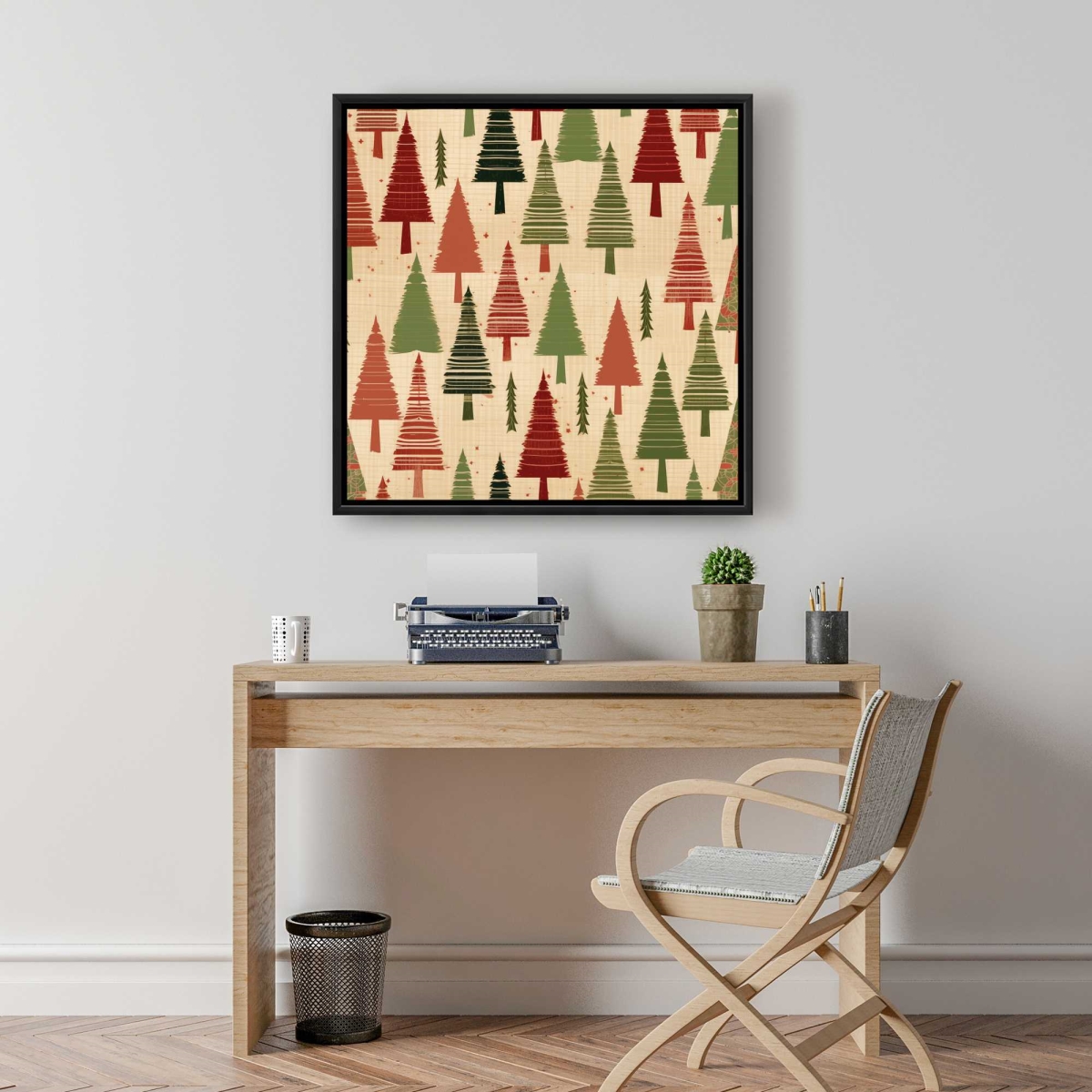 C1FC2424XYNXT9 24 x 24 in. Christmas Tree Pattern Canvas - Green Framed Home Decor