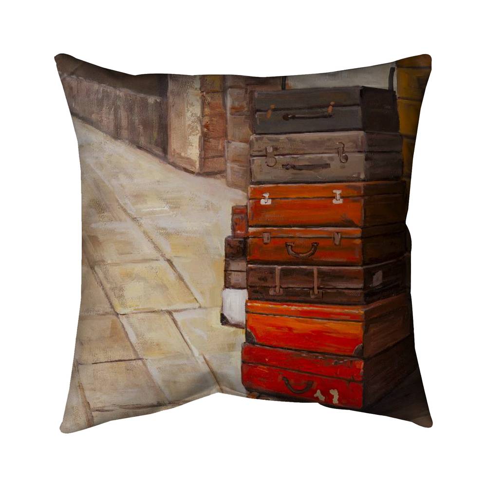 5543-2626-SL2 26 x 26 in. Old Traveling Suitcases - Object Still Life Poly Twill Throw