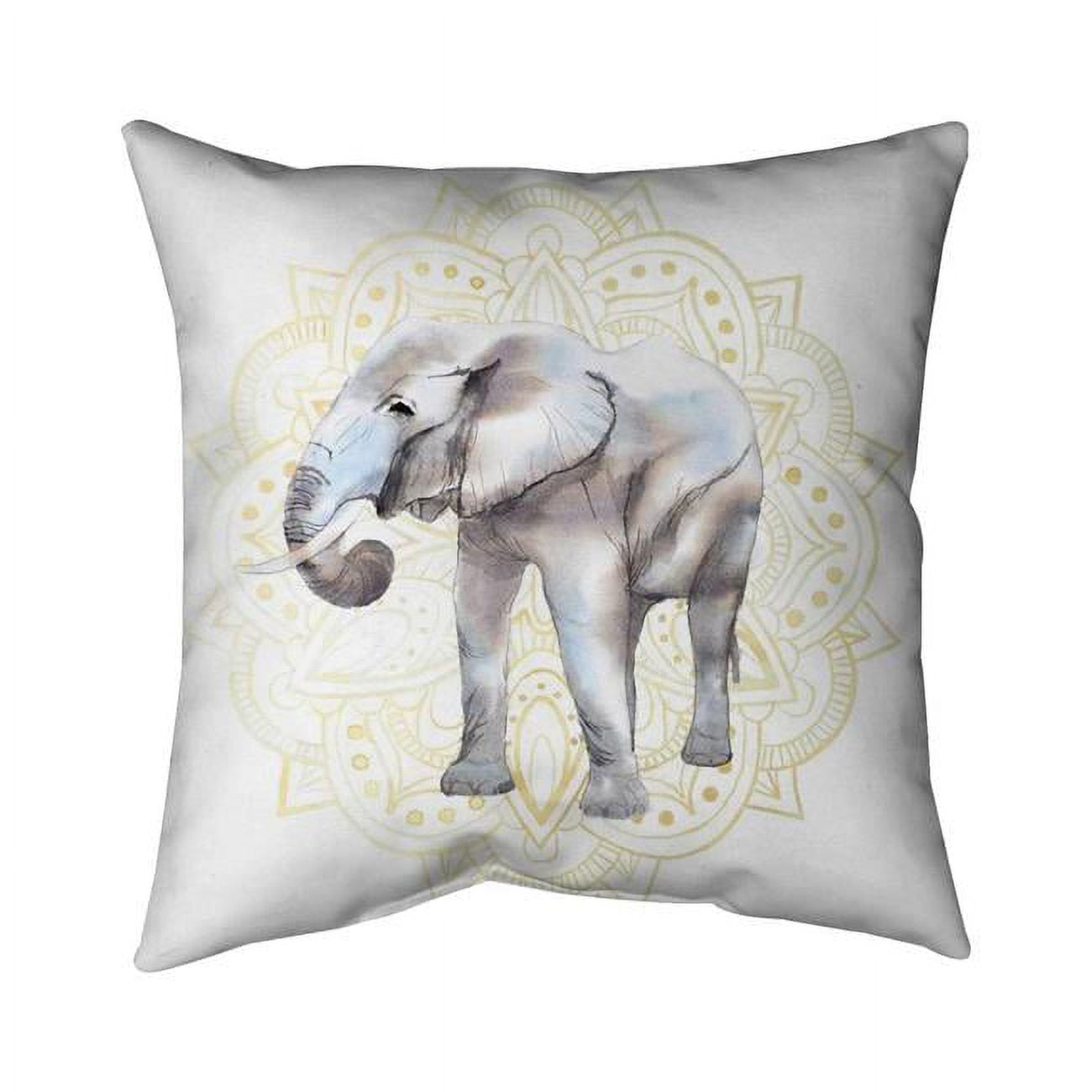 26 x 26 in. Elephant on Mandalas Pattern-Double Sided Print Indoor Pillow